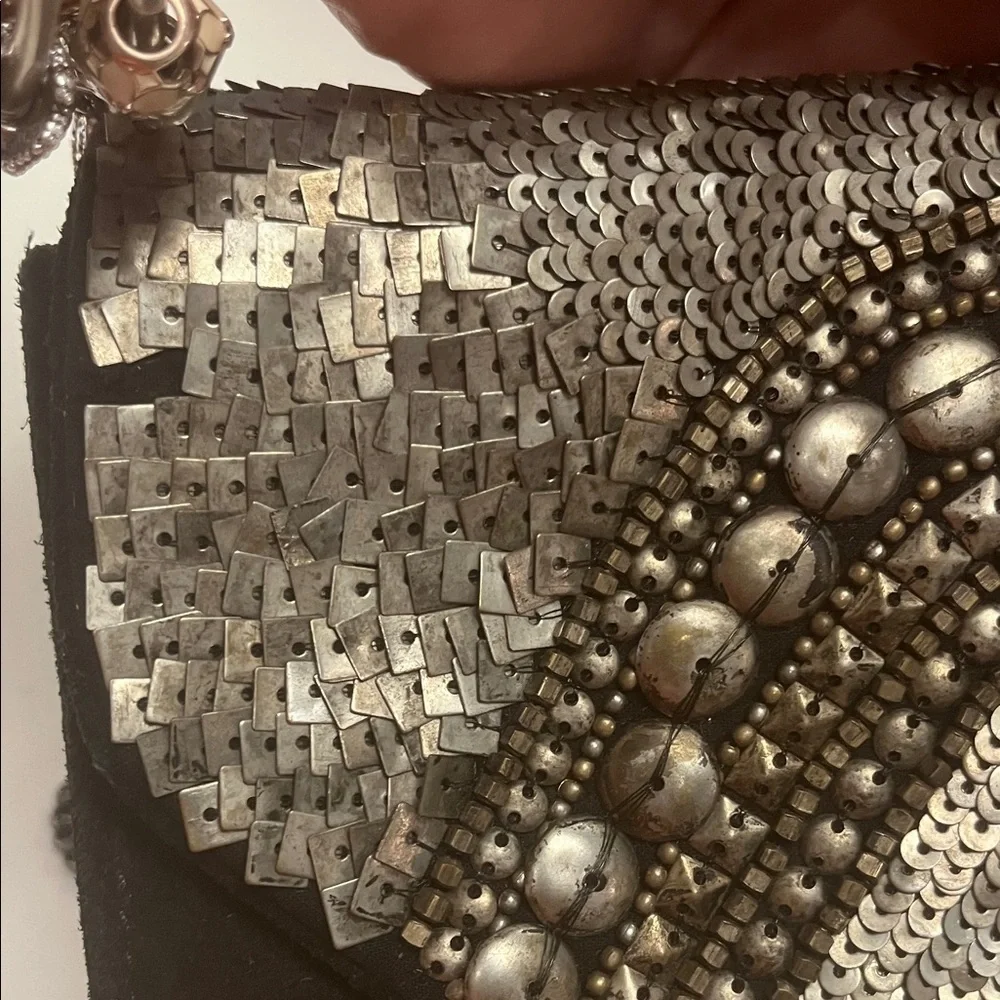 Ecote Black and Silver Sequin Clutch Crossbody Evening Bag
